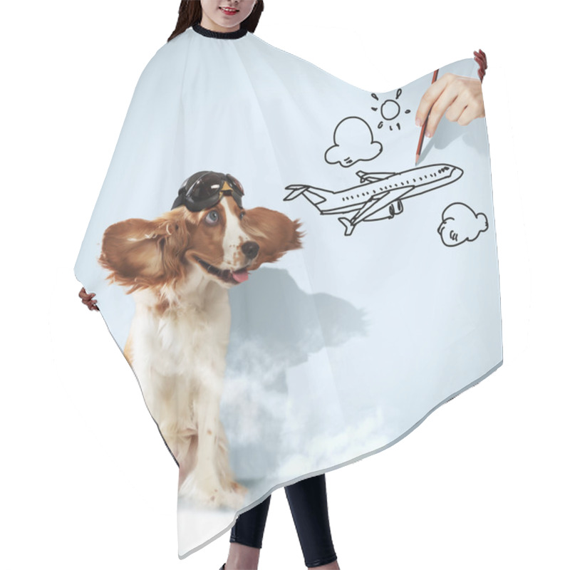 Personality  Funny Spaniel Dog Hair Cutting Cape