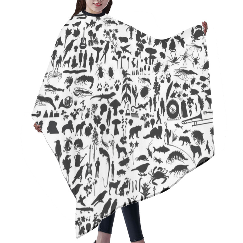 Personality  Collage Silhouettes Hair Cutting Cape