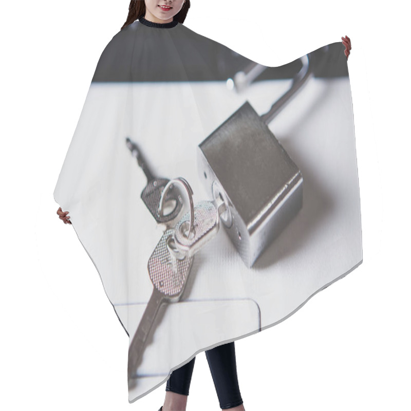 Personality  Internet And Computer Security Concept. Hair Cutting Cape