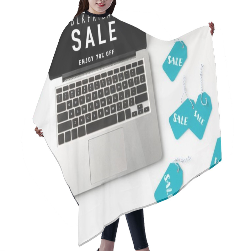 Personality  Laptop And Blank Labels Hair Cutting Cape