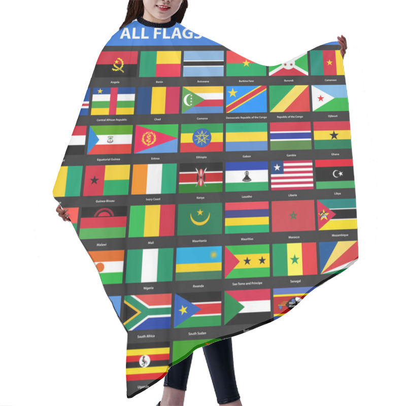 Personality  Set Of Flags Of All African Countries. Flat Style Hair Cutting Cape