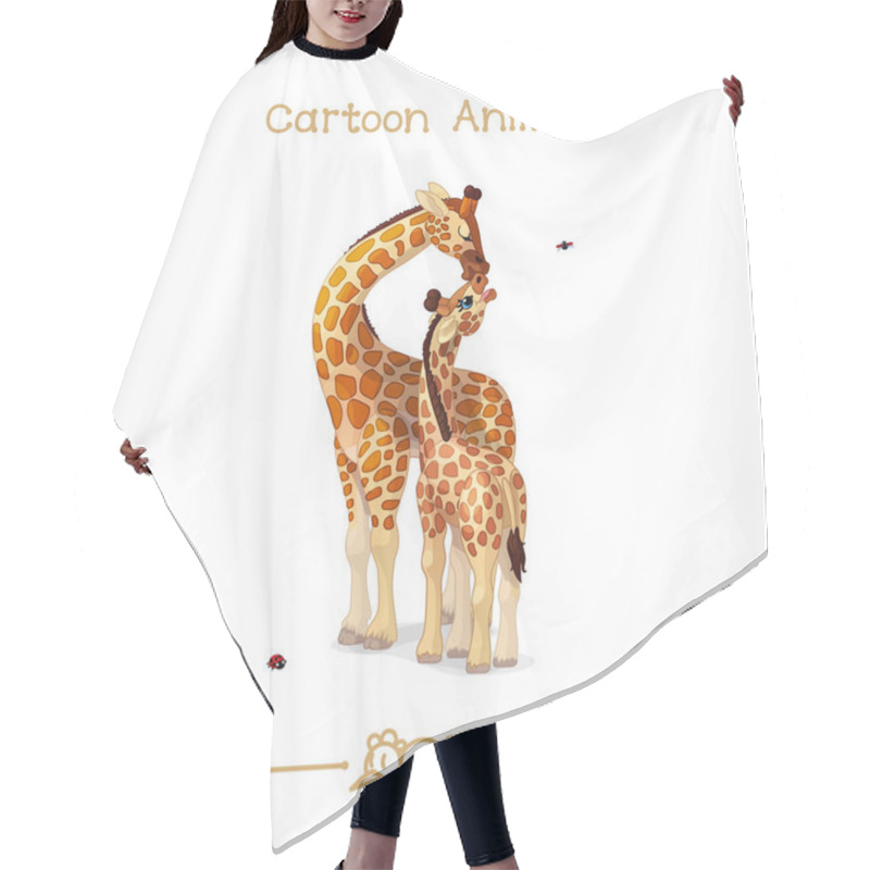 Personality   Toons Series Cartoon Animals: Giraffes Family Portrait: Mother & Baby Hair Cutting Cape