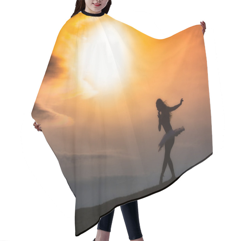 Personality  Ballerina Silhouette, Dancing Alone In Nature In The Mountains A Hair Cutting Cape