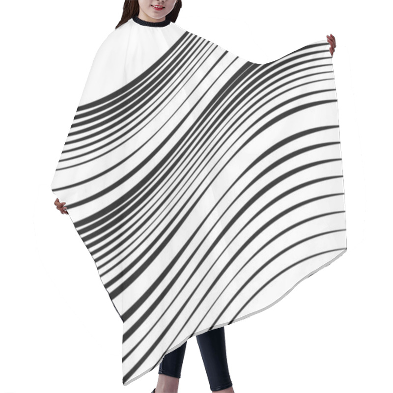 Personality  Abstract Wavy, Waving, Billowy And Undulating Lines, Stripes. Squiggly, Squiggle Lines With Twist Effect. Abstract Black And White, Monochrome, Grayscale Pattern, Background, Backdrop And Texture Hair Cutting Cape