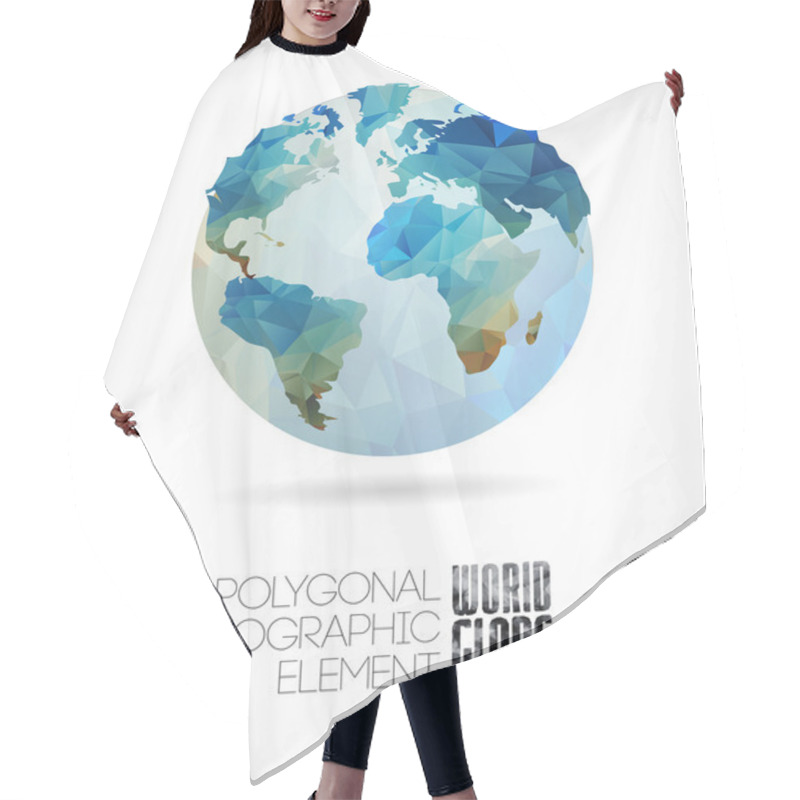 Personality  Vector World Globe, Triangular Map Of The Earth Hair Cutting Cape