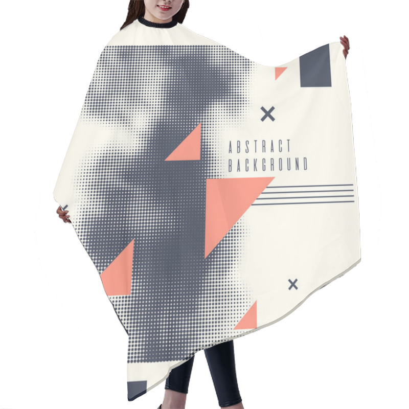 Personality  Modern Abstract Art Geometric Background With Flat. Vector Poster With Halftone Element Hair Cutting Cape