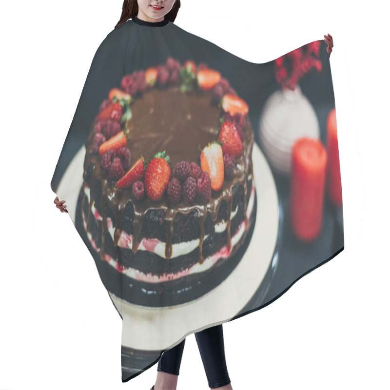 Personality  Chocolate Cake With Berries Hair Cutting Cape