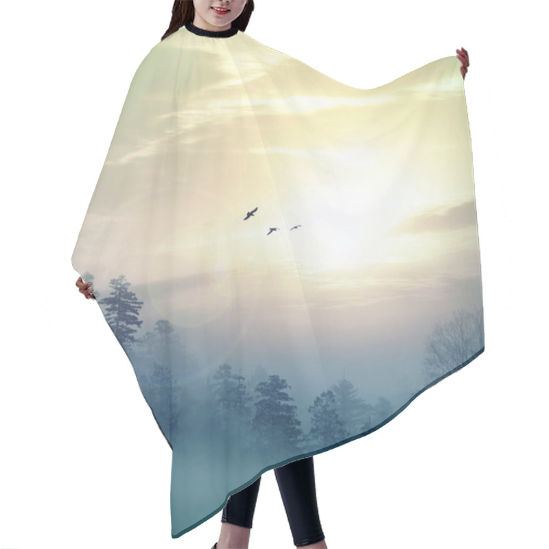 Personality  Beautiful Landscape With Birds Hair Cutting Cape