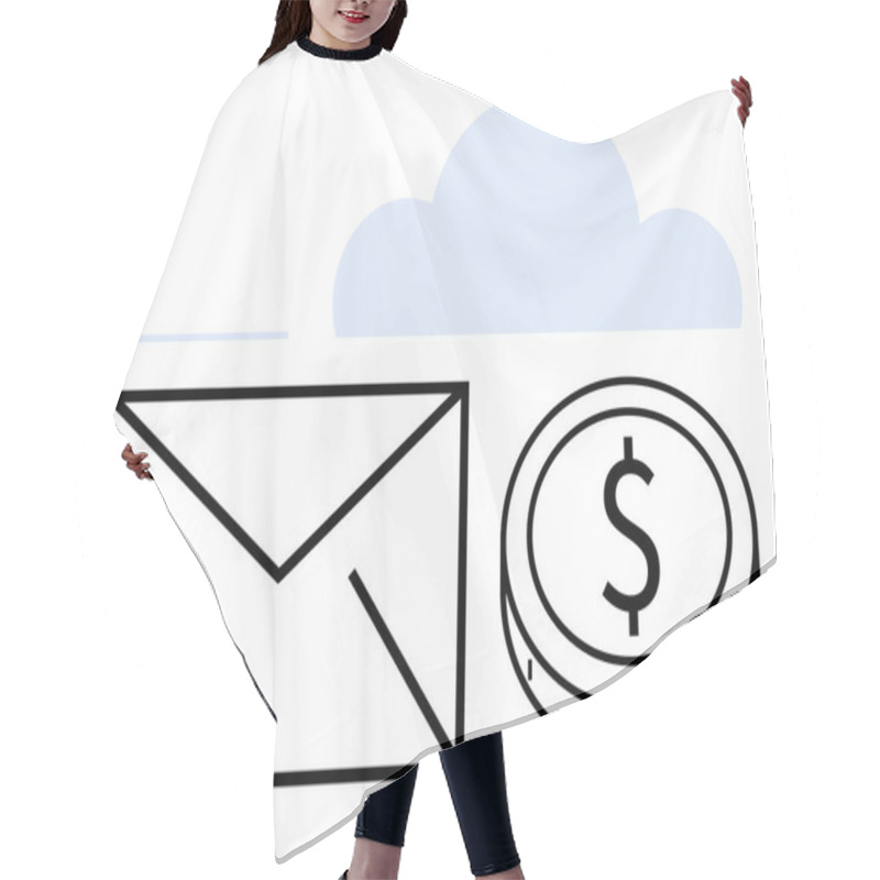 Personality  Envelope, Dollar Coin, And A Blue Cloud Evoke Ideas Of Online Communication, Financial Transactions, And Cloud Data Services. Ideal For Digital Finance, Email Services, Storage, And E-commerce Hair Cutting Cape