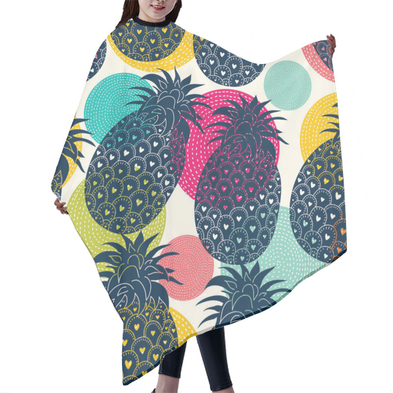 Personality  Pineapple And Polka Dot Pattern Hair Cutting Cape