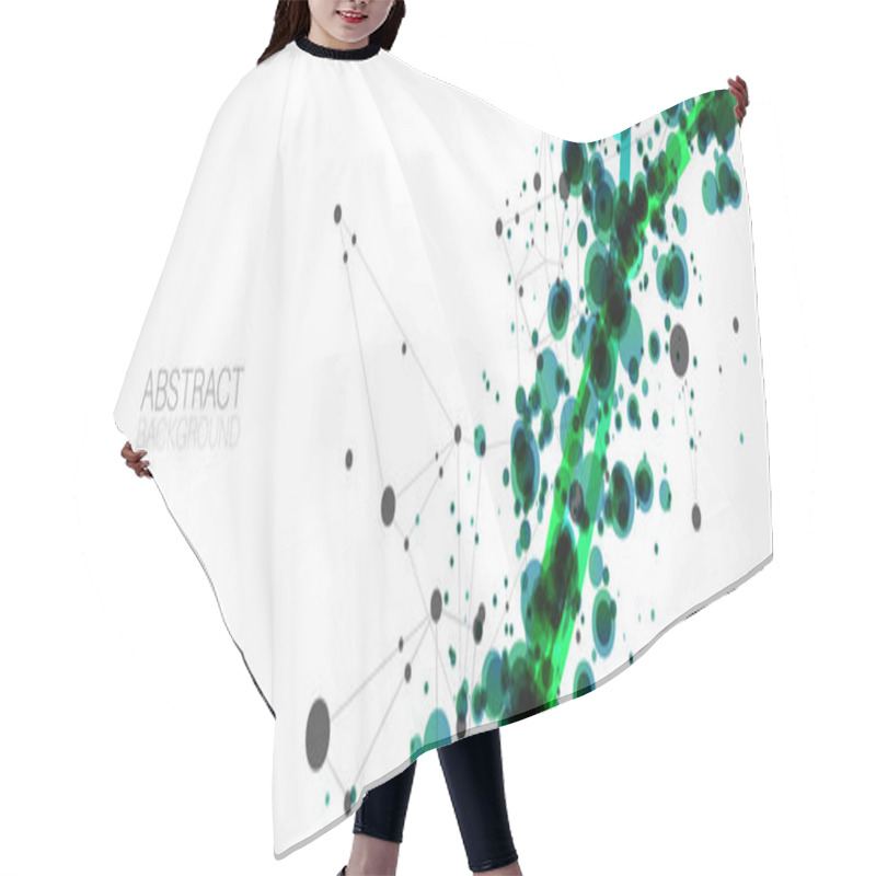 Personality  Abstract Vector Background, Scientific Direction, With Green Circles And Chaotic Spots On It.  Hair Cutting Cape