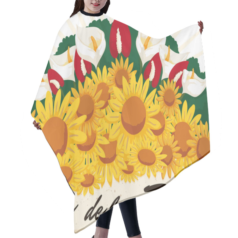 Personality  Beautiful Floral Arrangement For Colombian Flowers Festival, Vector Illustration Hair Cutting Cape