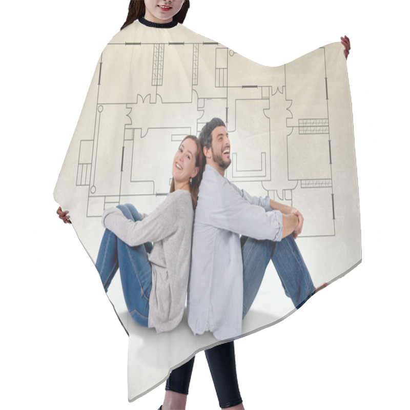 Personality  Young Couple Dreaming And Imaging Their New House In Real State Concept Hair Cutting Cape