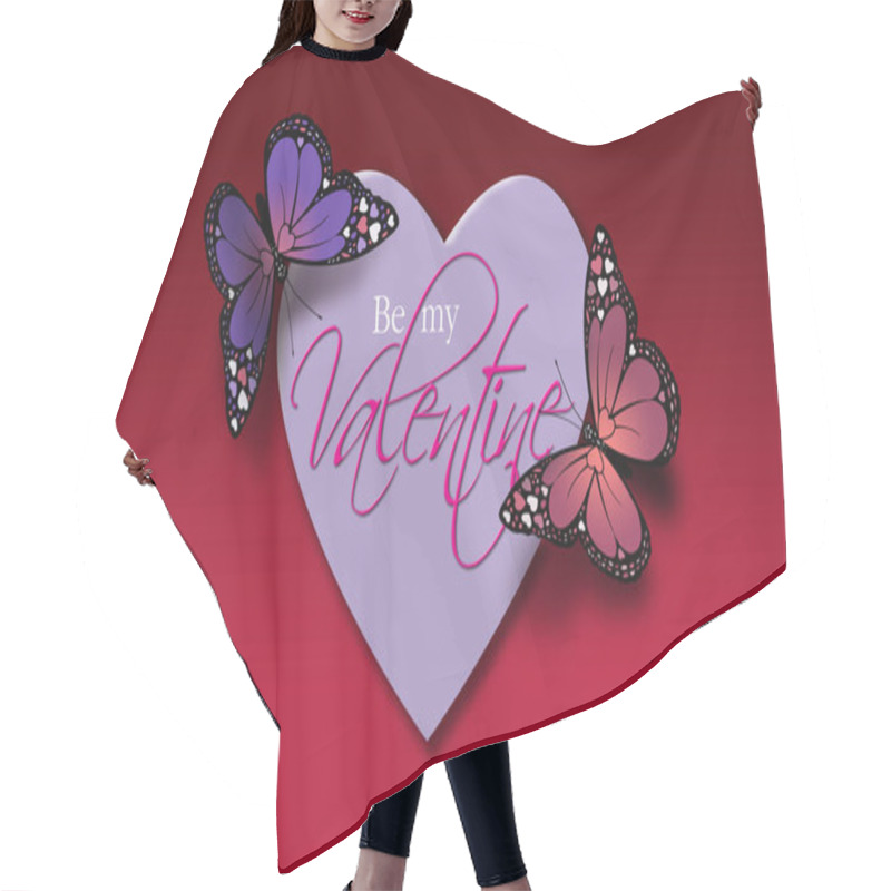 Personality  Be My Valentine Butterflies With Heart Graphic Background Hair Cutting Cape