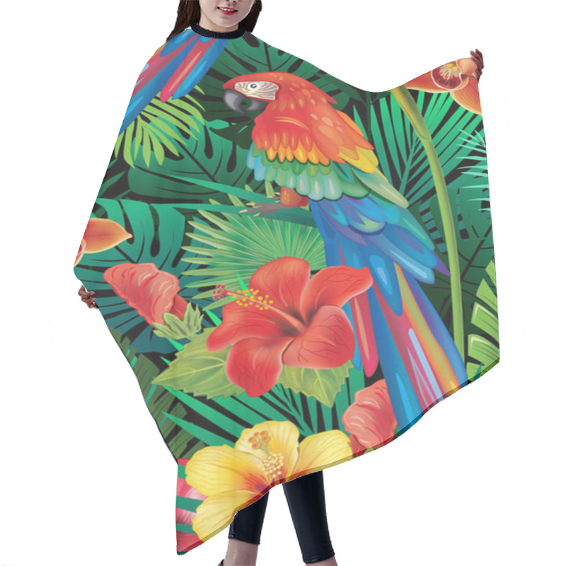 Personality  Parrot With Tropical Plants Hair Cutting Cape