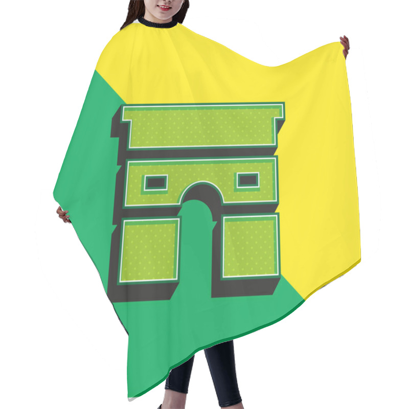 Personality  Arc De Triomphe Green And Yellow Modern 3d Vector Icon Logo Hair Cutting Cape