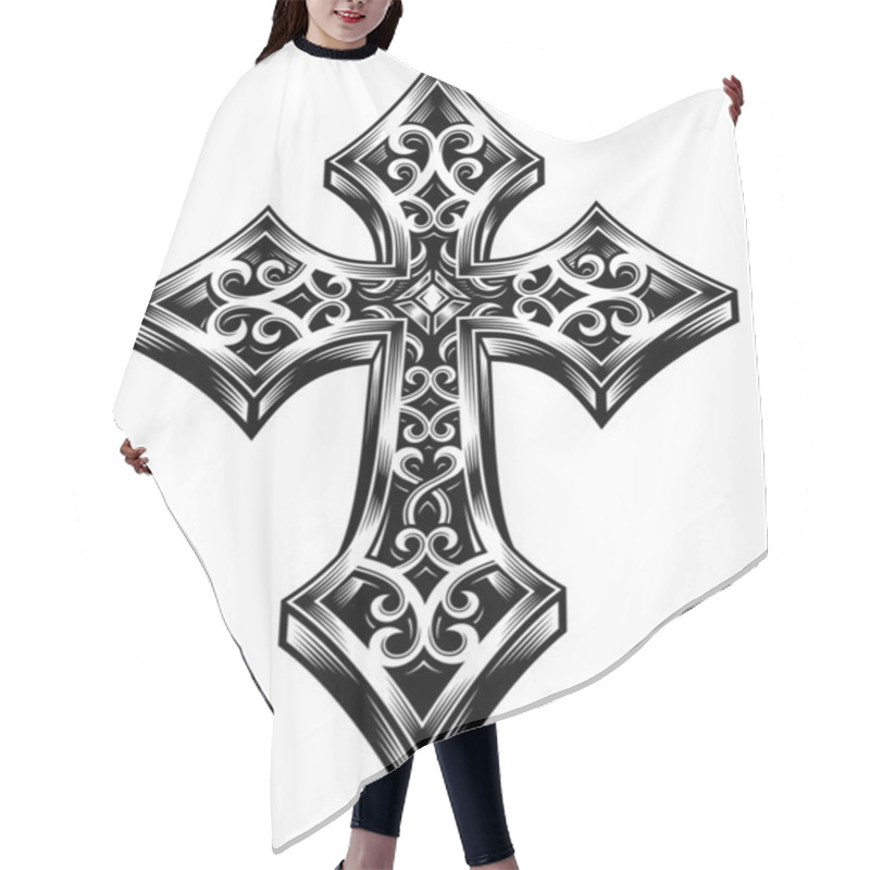 Personality  Ornate Celtic Cross Vector Hair Cutting Cape