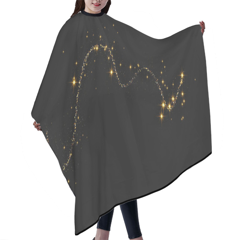 Personality  Gold Glittering Confetti Wave And Stardust. Golden Magical Sparkles On Dark Background. Vector Illustration Hair Cutting Cape