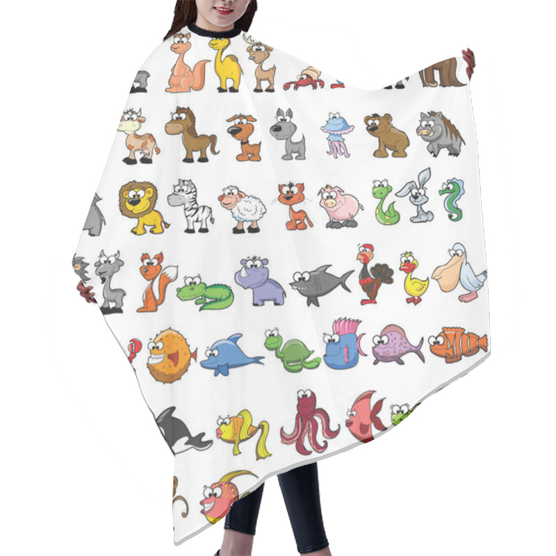 Personality  Set Of Cute Cartoon Animals Hair Cutting Cape