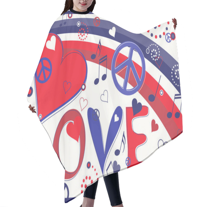 Personality  Love Text In Red White And Blue Hair Cutting Cape