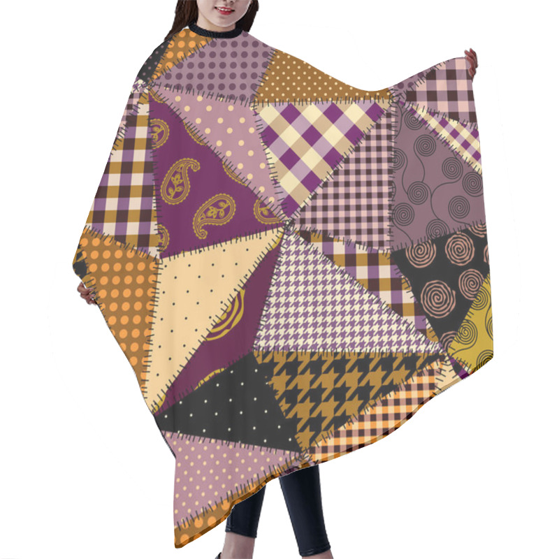 Personality  Patchwork Textile Pattern. Seamless Quilting Design Background. Hair Cutting Cape