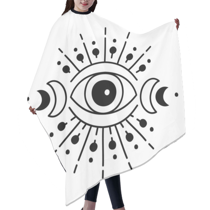 Personality  Evil Doodle Eye. Hand Drawn Witchcraft Eye Talisman, Magical Religion Sacred Symbol In A Trending Minimal Linear Style. For T-shirt Prints, Boho Posters, Cards, Covers, Logo Designs And Tattoos. Hair Cutting Cape