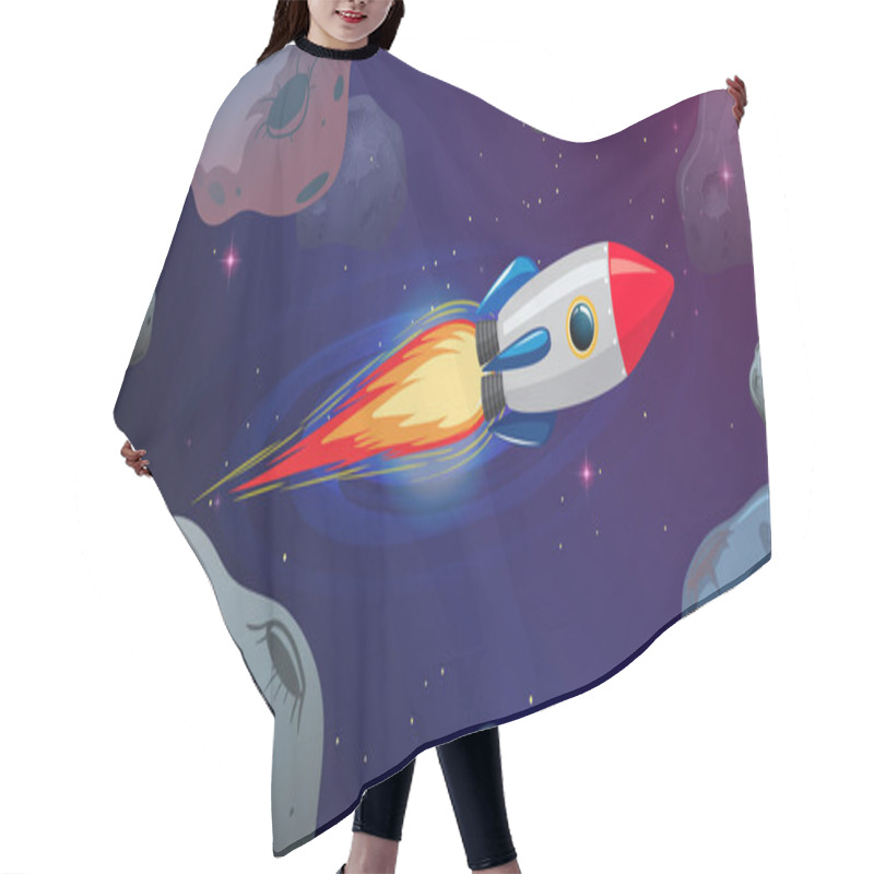 Personality  Rocket Flying Through Astriods Illustration Hair Cutting Cape