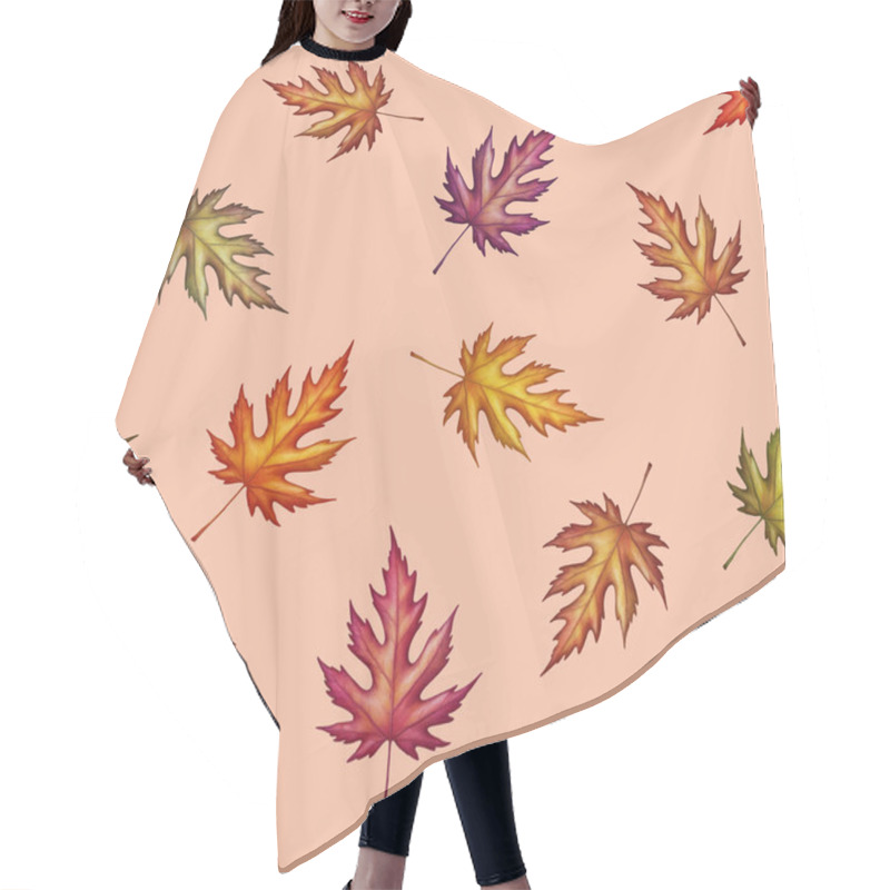 Personality  Seamless Pattern Of Maple Leaves, Autumn Background. Fabric Prints Hair Cutting Cape