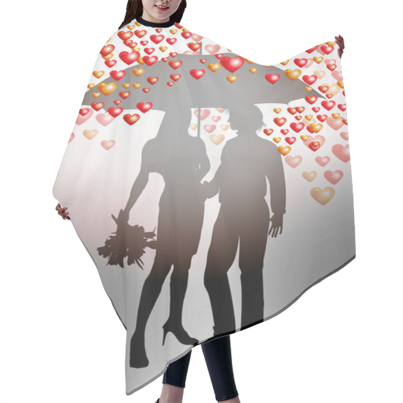 Personality  Couple Under Umbrella On Valentines Day Hair Cutting Cape