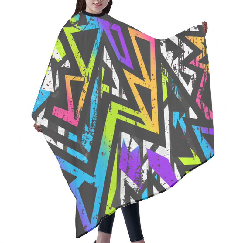 Personality  Graffiti Seamless Pattern With Grunge Effect Hair Cutting Cape