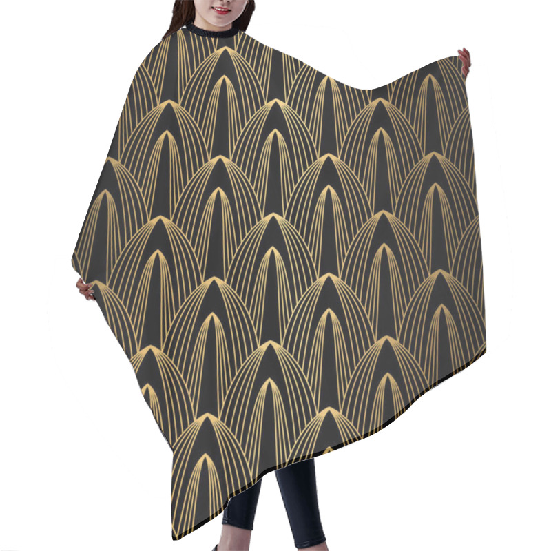 Personality  Art Deco Pattern. Seamless Black And Gold Background. Hair Cutting Cape