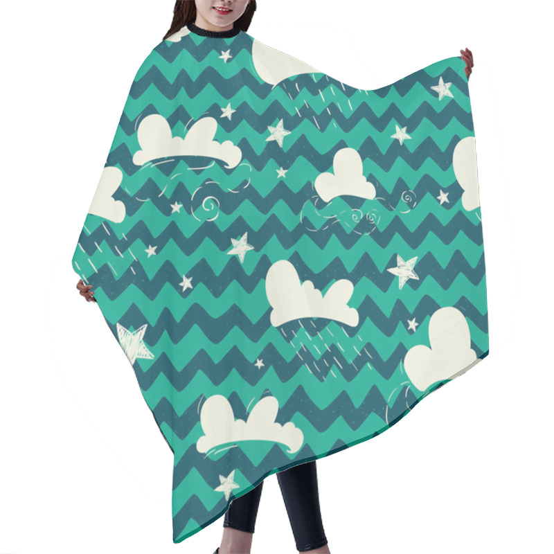 Personality  Clouds And Stars Pattern. Hair Cutting Cape