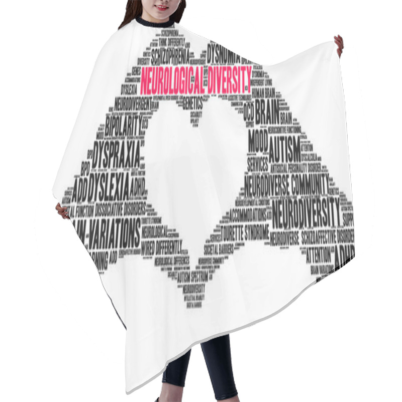 Personality  Neurological Diversity Word Cloud On A White Background.  Hair Cutting Cape