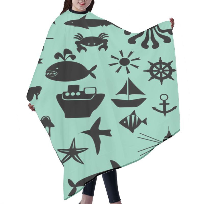 Personality  Sea Icons Hair Cutting Cape