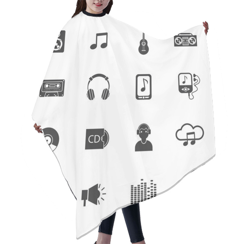 Personality  Music Icons Set Mobile Black Hair Cutting Cape