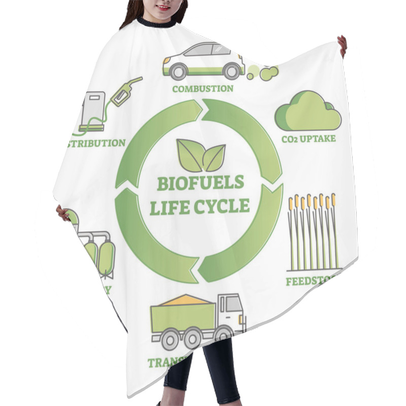 Personality  Biofuel Life Cycle Diagram As Production, Consumption Process Outline Concept Hair Cutting Cape