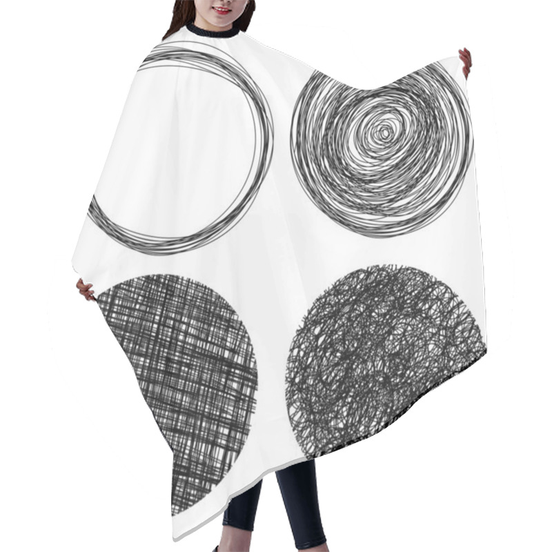 Personality  Hand Drawn Grunge Circles Hair Cutting Cape