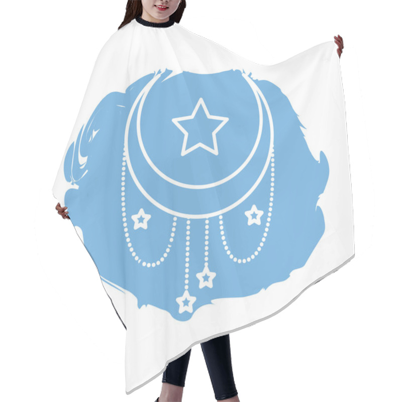 Personality  Moon And Stars Zodiac Symbol Block Style Icon Hair Cutting Cape