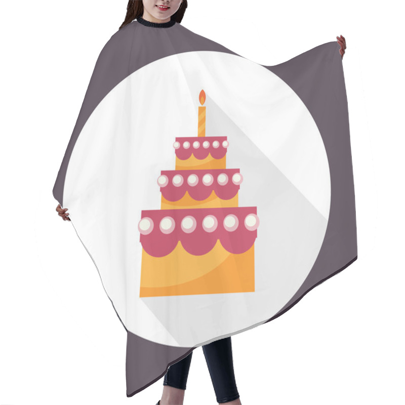 Personality  Birthday Cake Flat Vector Icon. Hair Cutting Cape