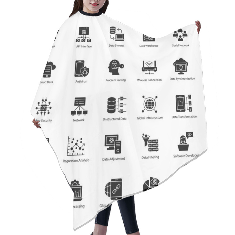 Personality  Data Science Glyph Vector Icons  Hair Cutting Cape