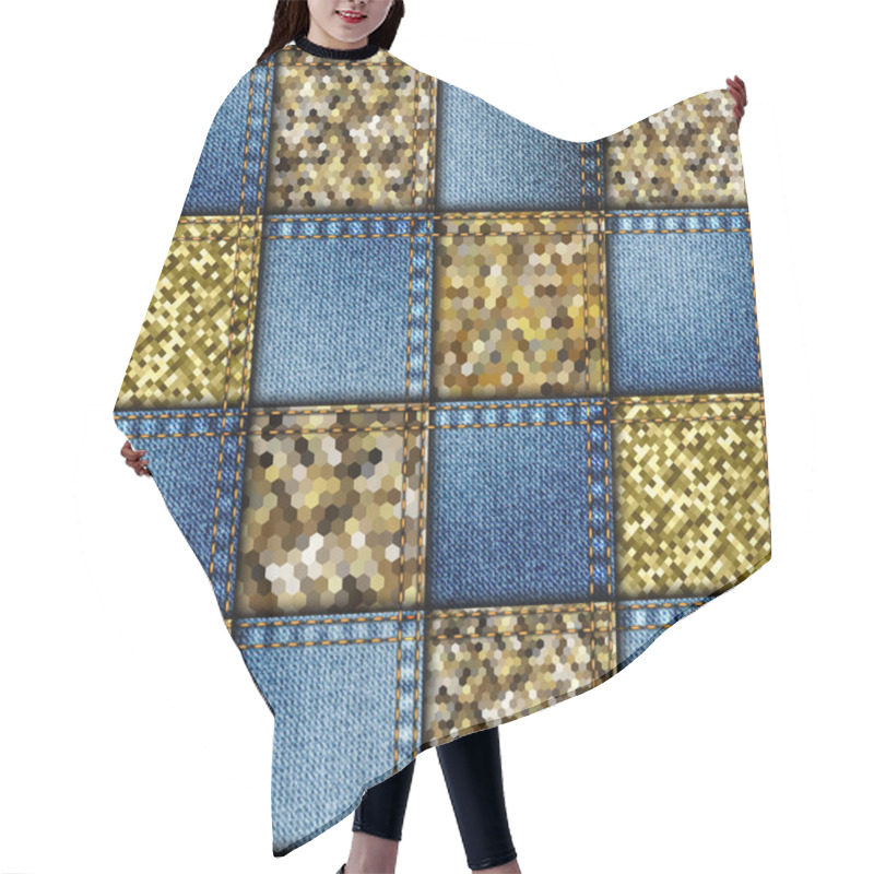 Personality  Patchwork Textile Pattern. Seamless Quilting Design Background. Hair Cutting Cape