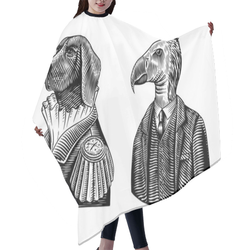 Personality  Dog Officer And California Condor Gentleman. Great Dane. Fashion Animal Character. Military Man In The Old Uniform. Hand Drawn Vintage Sketch. Vector Engraved Illustration For Tattoo Or T-shirts. Hair Cutting Cape