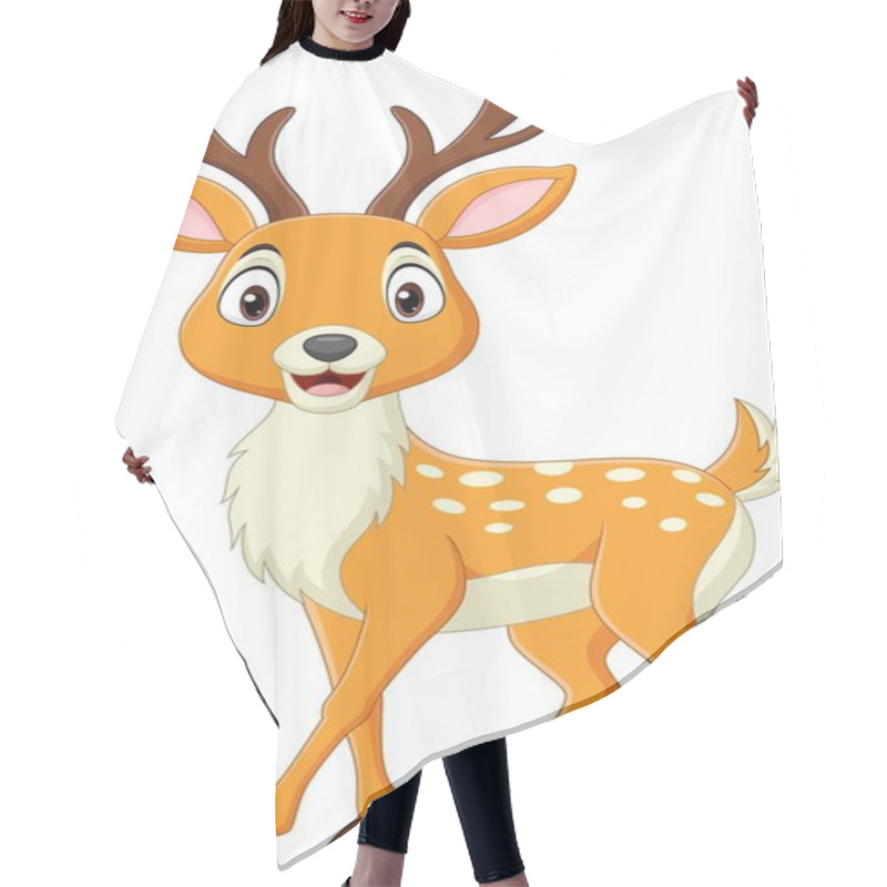 Personality  Vector Illustration Of Cartoon Deer Isolated On White Background Hair Cutting Cape