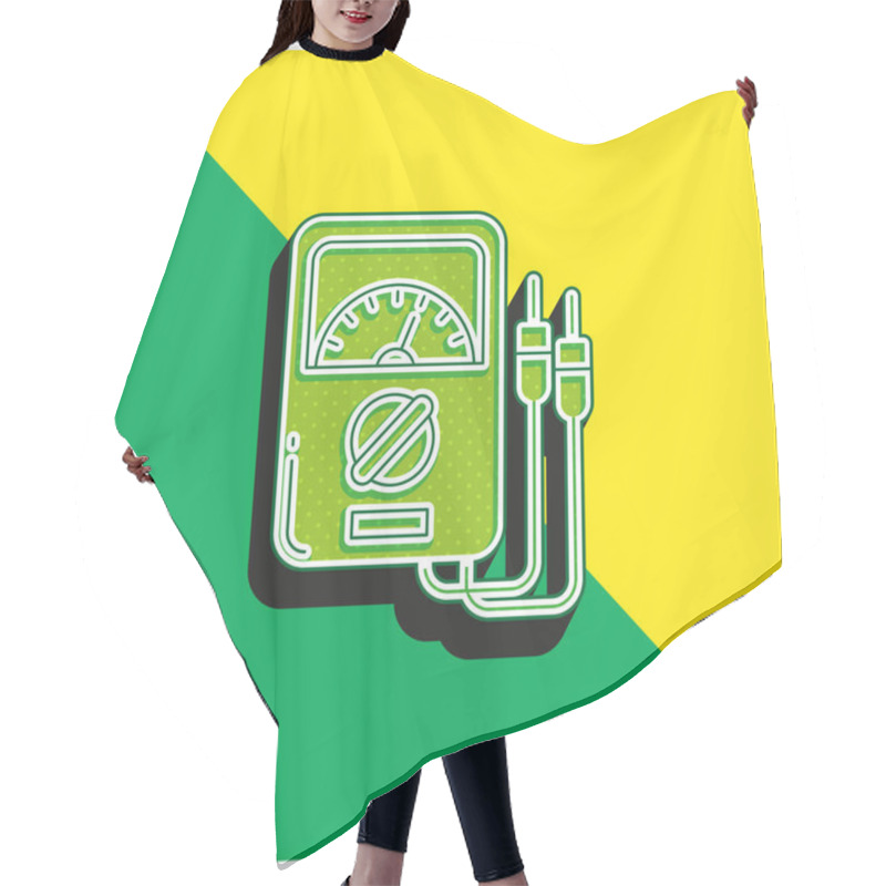 Personality  Ammeter Green And Yellow Modern 3d Vector Icon Logo Hair Cutting Cape