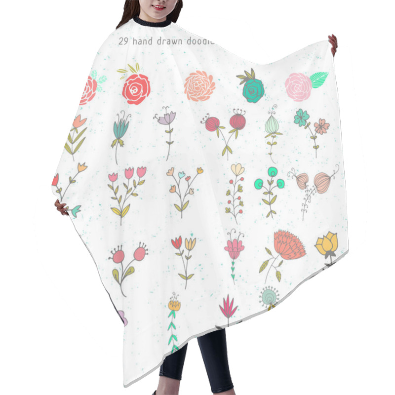 Personality  Set Of Doodle Flowers Hair Cutting Cape