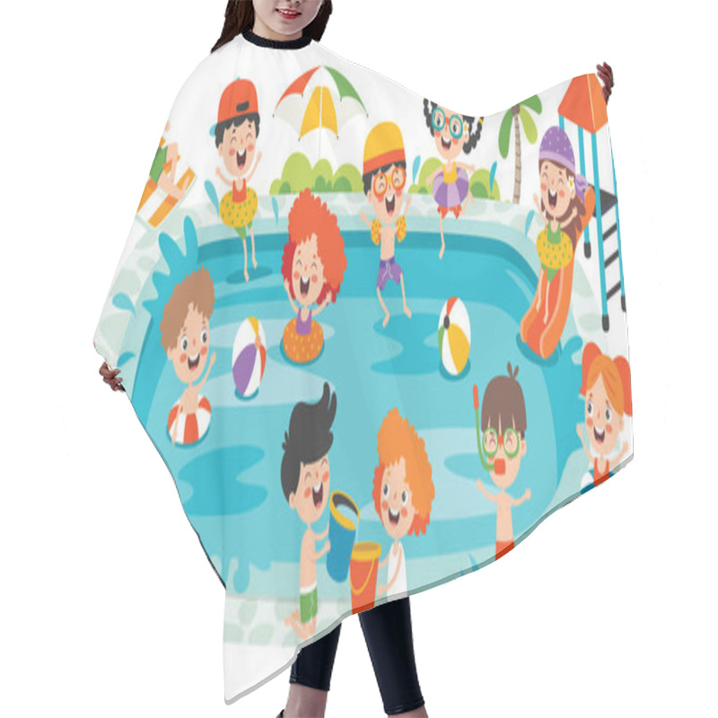 Personality  Flat Summer Banner With Cartoon Character Hair Cutting Cape