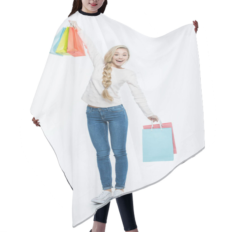 Personality  Woman With Shopping Bags Hair Cutting Cape