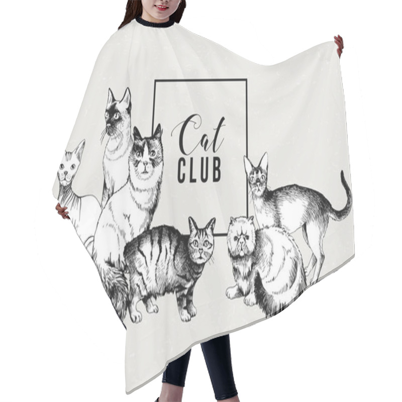 Personality  Cat Club Banner Hair Cutting Cape