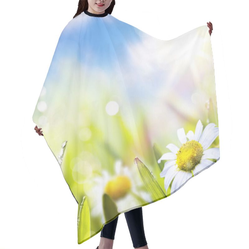 Personality  Art Abstract Background Springr Flower In Grass On Sun Sky Hair Cutting Cape