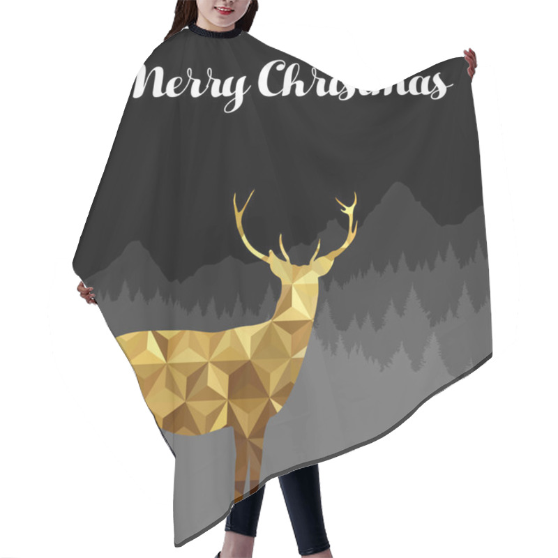 Personality  Merry Christmas Deer Silhouette Gold Low Poly Card Hair Cutting Cape